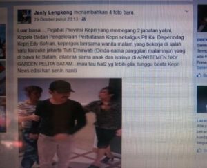 Foto diduga kuat pejabat Kepri tertangkap istrinya selingkuh beredar di Medsos Facebook. 